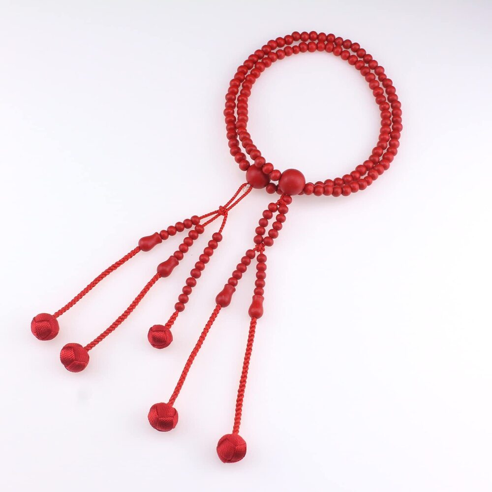 9794 Japanese Soka Gakkai SGI Juzu Red Wood Beads Nichiren Buddhism Prayer